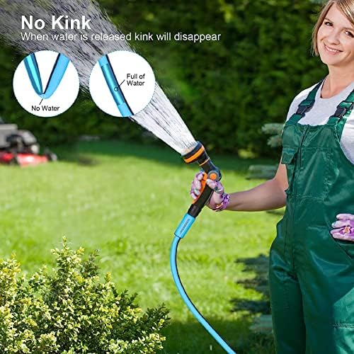 35FT Heavy-Duty Garden Hose with Solid Brass Connectors, 5/8 Inch Flexible Hybrid Rubber, All-Weather Lightweight & Kink-Resistant Water Hose - Image 6