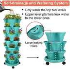 GameXcel Vertical Planter Tower - 7 Tier Stackable Garden Planters with Wheels and Garden Tool Set Plant Pots for Strawberry Herb Flower and Vegetable Indoor Outdoor Use Teal - Image 6