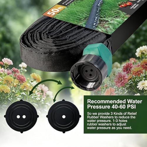 Flat Soaker Hose 25 ft 2-Pack with Splitter, 80% Water-Saving Drip Irrigation Hose 50 ft, Linkable DIY Garden Soaker Hose System for Garden Beds, Lawn, Vegetables & Trees (25ft 2-pack) - Image 5
