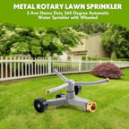 2 Pcs Metal Rotary Lawn Sprinkler 3 Arm Heavy Duty 360 Degree Automatic Revolving Whirling Water Sprinkler with Wheeled Base for Lawn Yard Garden Backyard, Cover up to 538 sq ft (Grey) - Image 7