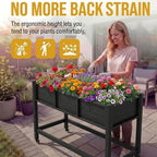 DWVO 47x18x31in Raised Garden Bed HDPE, Weather-Resistant Poly Wood Planter Box Stand, Planter Box with Legs & Lockable Wheels, Elevated Garden Bed for Backyard Patio Balcony - Black - Image 6