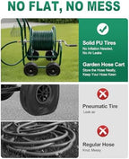 Outvita 250 FT Duty Hose Reel Cart, 4 PU Wheel Garden Storage Cart, Green - Image 3