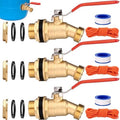 JaGely 3 Pack Brass Rain Barrel Spigot Kit 3/4" Inlet to 3/4"GHT Thread Outlet Water Tank Faucet 55 Gallon Drum Outdoor Rain Bucket Spigot with Bulkhead Fitting, Tape, Traction Rope (Orange) by JaGely