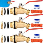 JaGely 3 Pack Brass Rain Barrel Spigot Kit 3/4" Inlet to 3/4"GHT Thread Outlet Water Tank Faucet 55 Gallon Drum Outdoor Rain Bucket Spigot with Bulkhead Fitting, Tape, Traction Rope (Orange) by JaGely