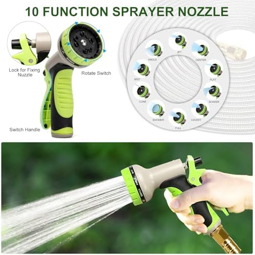 Garden Hose Metal 50 FT, Stainless Steel Hose, Water Hose with 10 Function Nozzle & Brass Nozzle, Lightweight, No Kink & Tangle, Easy to Use & Store, Heavy Duty Metal Hose for Yard and Lawn - Image 4