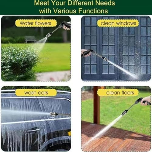 High Pressure Hose Nozzle with Foam Cannon, Metal Water Spray Gun for Car Wash & Garden 360° Rotating, Durable Stainless Steel Spray Nozzle (Green-a,One Size) - Image 2