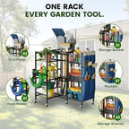 keomaisyto 3-Sided Garden Tool Organizer with Wheels, Garage Storage Rack - Image 4