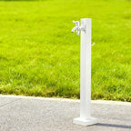 High-End Vertical Square 304 Stainless Steel Garden Hose Holder with Double Faucet, Antifreeze Design for Patio & Backyard - Durable & Stylish (White C) by Unknown