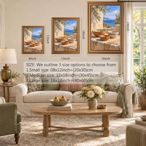 Three Ceramic Bowls on Terrace Gold Framed Poster for Dining Room Wall Art - Image 2