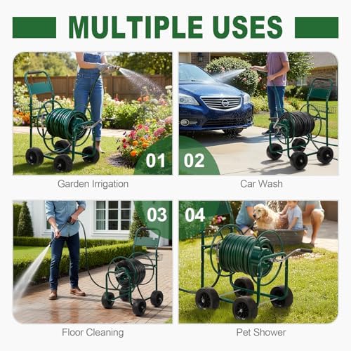 Outvita Garden Hose Reel Cart, Heavy Duty Water Cart for Outside, Green - Image 6