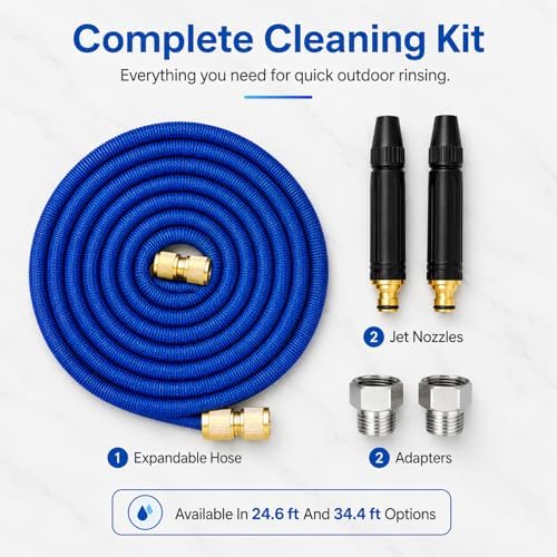 High Pressure Hose Nozzle with 32.8 ft Hose, Jet Sweeper Nozzle with 3/4 Garden Hose Adapter, Car Wash Hose Kit for Driveway Patio Yard Cleaning (34.4 ft Hose) - Image 6