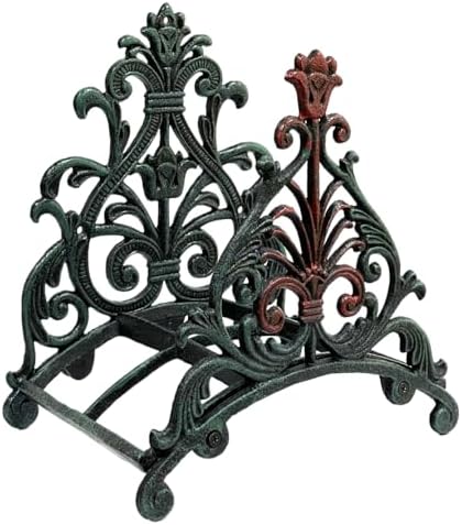 Decorative Garden Hose Holder, Hose Hanger, Heavy Duty Cast Iron Garden Yard Water Pipe Holds, Wall Mounted Hose Butler, Hose Rack Reel, 50FT 75FT 100FT Water Hose Bulter Storage (rose) by EssenHome