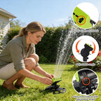 2026 Upgraded 16-Nozzle Oscillating Sprinkler, Lawn Sprinkler with Dual-Zone Water Timer, Adjustable Turbo Irrigation for Yard Garden with 5m Hose & Extra Nozzles, Outdoor Plants Automatic (Green) - Image 3