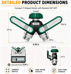 Garden Hose Splitter 2 Way, All-Metal Heavy Duty Water Spigot Splitter,with 3.68" Extra Long Handles, with Dual Shut-Off Valves, High Flow 3/4" GHT Outdoor Faucet Adapter,Green - Image 3