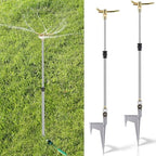 Funnymoom 2 Pack 3-arm Rotating Telescoping Sprinkler 360 Degree Swivel Garden Sprinkler High Rise Lawn with Step Base up to 41.7 Inch for Large Area Coverage (Silver) by Funnymoom