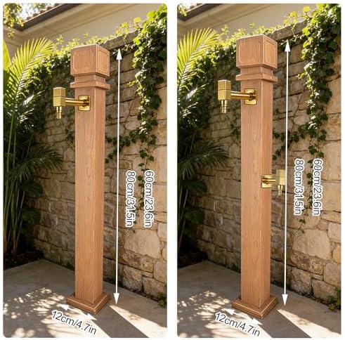 Woodgrain Water Dispenser, 304 Stainless Steel Garden Hose Stand with Faucet, Vertical Water Column for Outdoor Use, Durable and Stylish (31.5in/80cm) - Image 7
