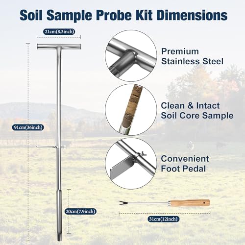 HOMAR 36 Inch Soil Sample Probe Stainless Soil Sampler Kit - Image 2