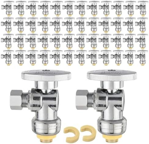 50Pcs EFIELD 1/2"Push x 3/8"OD Push-Fit Angle Stop Valve(PF-VALVE028-50) by EFIELDPEXTUBING