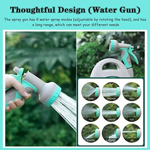 Hose Reel Cart Garden Hose Reels for Outside Retractable Handheld Outdoor Hose Reels, Hand Crank Hose Organiser, Compact Portable Hose Cart, with Water Gun (A Hose Cart+15+5m Pipe) - Image 3