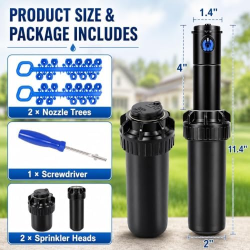 5000 Series Replacement Rotor Sprinkler Heads Compatible with Rain Bird 5004 PC – 4" Pop-Up Gear-Driven Lawn Sprinkler Heads, Adjustable 40°–360°, 25–50 ft Radius, 3/4" NPT Inlet Yard Irrigation (4) - Image 7