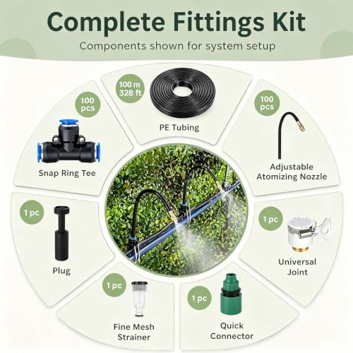 Easy-Install Garden Water Irrigation System | Adjustable Nozzles, Fog Spray Watering, Quick-Connect, 10cm Nozzle, 32.8ft Length for Efficient Plant Care - Image 6