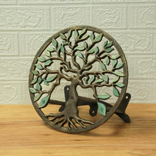 Zeckos Garden Hose Holder Tree of Life 12 Inch Cast Iron Green Bronze - Image 4