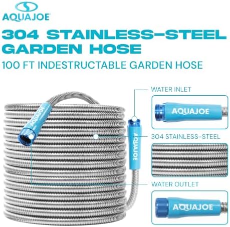 Aqua Joe AJSGH100 1/2-Inch Heavy-Duty, Puncture Proof Kink-Free, Spiral Constructed 304-Stainless Steel Metal, Garden Hose, 100-Foot - Image 6