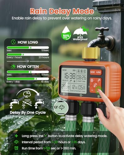 Sprinkler Timer 3 Zone with Brass Inlet Water Timer for Garden - Image 5