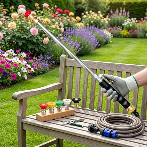 Garden Hose Nozzle High Pressure, Pressure Washer Gun for Garden Hose with 5 Interchangeable Nozzles, Jet Hose Pressure Nozzle for Car, Patio & Garden Cleaning – Black - Image 6
