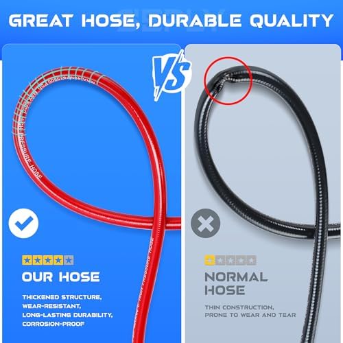 Sewer Jetter Kit for Pressure Washer 100 FT, Drain Cleaner Hose with Power Washer Gun, 1/4 Inch NPT Corner, Rotating and Button Nose Sewer Jetting Nozzle,Waterproof Tape, Pearl Corsage Pin, Spanner - Image 2