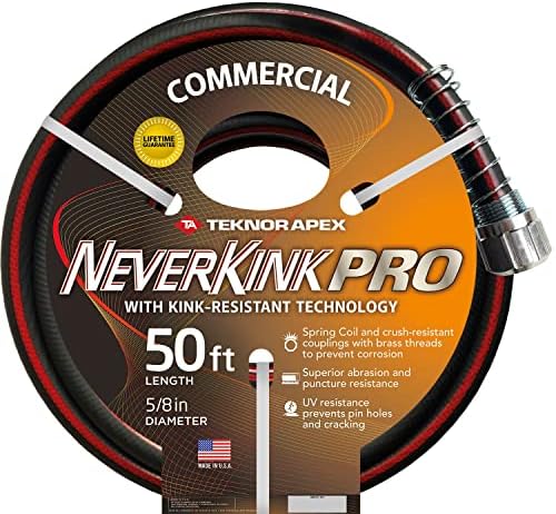 Neverkink Pro 5/8" x 50' Commercial Duty Durable Kink Free Garden Hose by TeknorApex