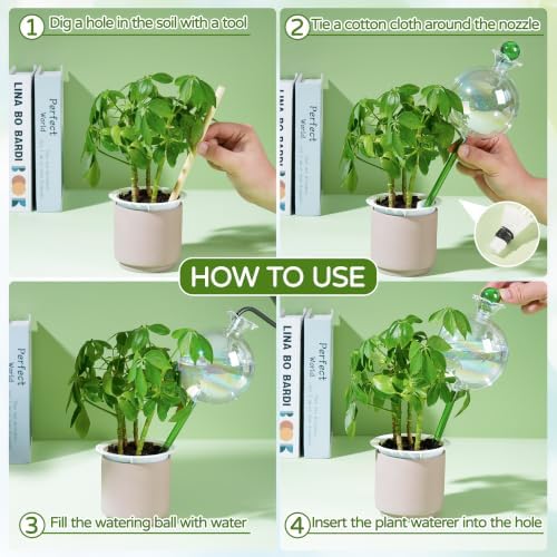 17 oz 2 Weeks Extra Large Plant Watering Globes, Iridescent Glass Self Watering Globes, Self Watering Planter Insert, Automatic Watering Bulbs for Daily or Vacation Use (4 Pack) - Image 4