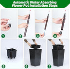 22.5" Tall Self Watering Planters Set of 2, Indoor Outdoor Plant Pots with Water Level Monitor & Drainage Holes, Automatic Watering System for Patio Garden Decor, Black - Image 6