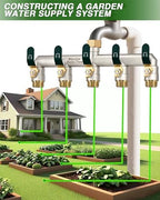 5 Way Hose Splitter, Heavy Duty Full Flow Garden Hose Splitter with 4 Large Metal Handles, Brass Water Hose Bib Splitter, T Adapter Connector with 3/4 - Inch GHT Thread (Green) - Image 7
