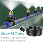 Tubing Drippers Anti Burst Spray Kit for Cooling Outdoor Construction Sites, Yard Misting Irrigation System with PE Tubing & 4 Spray Brass Nozzles, Easy to Install(30m/98.5ft) - Image 2