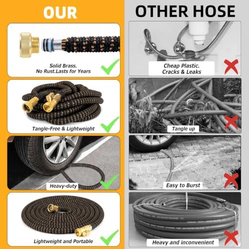 100 ft Expandable Garden Hose, Lightweight Expanding Water Hose with 10 Function Nozzle, 3/4" Solid Brass Fittings, 5-Layer Latex Core, No-Kink Flexible Retractable Hose for Patio, RV, Car Washing - Image 4