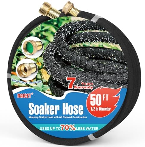 50 FT 1/2" Round Soaker Hose for Gardens and Flower Beds Irrigation by Jewelry