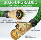 100 ft Expandable Garden Hose-2026 Newly Upgraded Expanding Garden Hoses with 10 Function Spray Nozzle, Extra Strength Fabric, Leak-Proof, Lightweight, Kink-Free Flexible Retractable Hose(Green Black) - Image 2