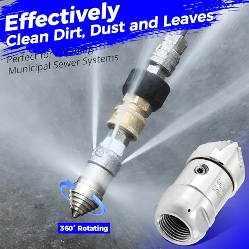 Tool Daily Turbo Nozzle Pressure Washer, 3/8” NPT Sewer Jetter Rotating Nozzle - Image 7