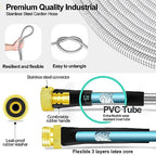 Garden Hose 100FT, Expandable Stainless Steel Water Hose with 10 Modes Spray Gun & Solid Brass Connectors, No Kink, No-Tangle, Tough & Flexible, Rust Proof Heavy-Duty Metal Garden Hose for Yard Lawn - Image 3