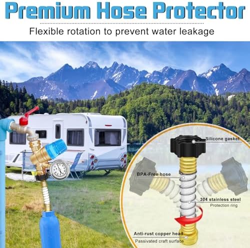 Boltigen RV Water Pressure Regulator Kit, RV Fresh Water Hose Kit with Inline Water Filter, Brass Elbow, Hose Splitter, Hose Quick Connects, Flexible Connector, 3/4'' GHT Leak Repair Kit for RV Camper - Image 3