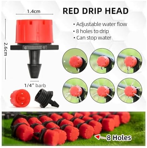 Adjustable Irrigation Drippers 1/4" Drip Irrigation Drippers Micro Plant Water Dripper System Garden Connector Watering & Self(50 PC Stake DRIPPER) - Image 4