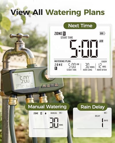 Diivoo 4 Zone Sprinkler Timer with IP68 Waterproof & Large Display - Image 4