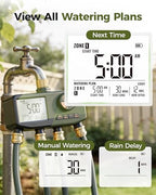 Diivoo 4 Zone Sprinkler Timer with Brass Inlet, Large Display - Image 4