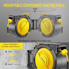 120FT+6.5FT Retractable Air Hose Reel, 5/16" Hybrid Air Hose, Air Compressor Hose Reel with Max 300 PSI Patented Design, Wall Mount Pneumatic Hose Reel for Garage Workshop, 180°Automatic Rewind - Image 2