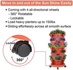 GameXcel Vertical Planter Tower - 5 Tier Stackable Garden Planters with Wheels and Tools Plant Pots for Strawberry Herb Flower and Vegetable Indoor Outdoor Use Red 2 Pack - Image 4