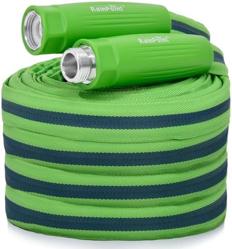 RAINPOINT Garden Hose 100FT, Up to 60% Lighter Non-Expanding Water Hose with TPE Inner Tube, Lightweight & Flexible Anti-Kink Hose, 800D Oxford Fabric, Weather-Resistant, 450PSI Burst, 3/4" Fittings by RainPoint