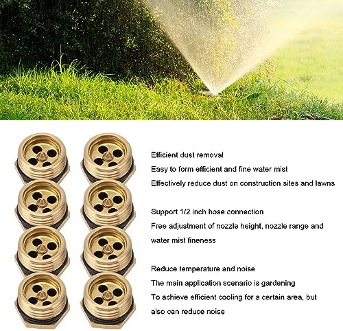 20Pcs Brass Misting Nozzles, Adjustable 1/2 Inch Misting Nozzle for Garden, Durable Outdoor Cooling Mister for Dust Suppression, Lawn Sprinkler Spray Atomizer - Image 2