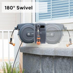 Giraffe Tools AW30 and AW25 Garden Hose Reel Retractable 1/2" x 100 ft and 78ft Wall Mounted Water Hose Reel Automatic Rewind, Any Length Lock, Dark Grey - Image 5
