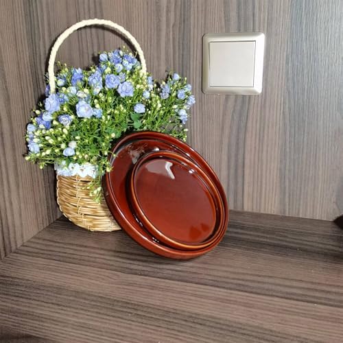 Ceramic Plant Saucer 7 Inch, 2 Pack Round Plant Trays for Indoors/Outdoors, Flower Pot Saucers for Holding Water Drips and Soil, Ceramic Drainage Tray for Plant Pot (Reactive Glaze Brown) - Image 6
